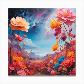 Flowers In The Sky Art Print Canvas Print