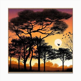 Sunset In The Savannah 4 Canvas Print