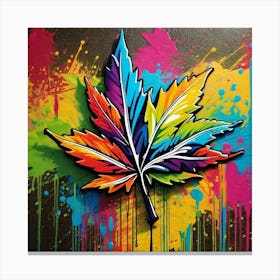 Colorful Marijuana Leaf 7 Canvas Print