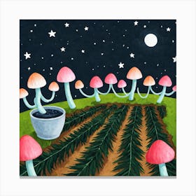 Mushrooms In The Garden 1 Canvas Print