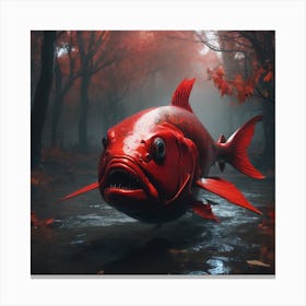 Red Fish In The Forest Canvas Print