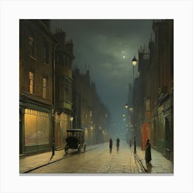 A Street At Night By John Atkinson Grimshaw Art Print 0 Canvas Print