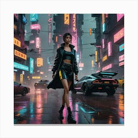 Cyberpunk anime girl Canvas Print