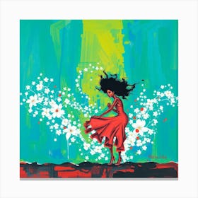 Dancer In Red Dress Canvas Print