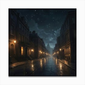 Wet Street City art print Canvas Print