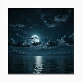 Full Moon Over The Ocean Canvas Print