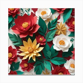 Papercut Illustration Breathtaking Display Of Flower Canvas Print