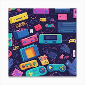 Game Controllers 90s Gamer Canvas Print