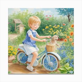 Little Girl On A Bike Canvas Print