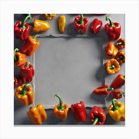 Frame Created From Bell Pepper On Edges And Nothing In Middle Haze Ultra Detailed Film Photograph (2) Canvas Print