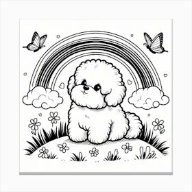 Line Art Bichon Frisé dog 2 Canvas Print