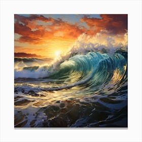 Sunset Ocean Wave Canvas Print