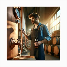 Brewery Worker Pouring Beer Canvas Print