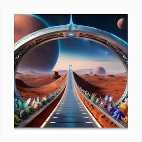 A Breathtakingly Detailed High Resolution Illustration A Bridge Between Earth And Mars Canvas Print