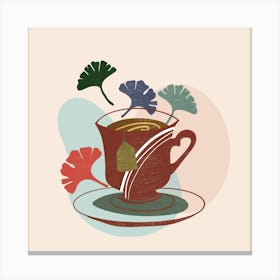 Tea Cup With Leaves Canvas Print