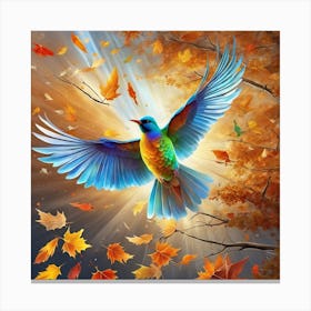 Hummingbird In Autumn 1 Canvas Print