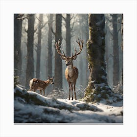 Deer In The Woods 38 Canvas Print