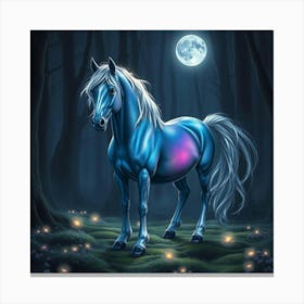 Blue Horse In The Forest 9 Canvas Print