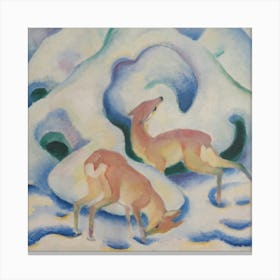 Two Deer In The Snow Canvas Print