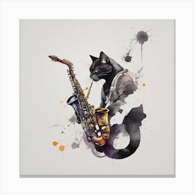 Cat Playing Saxophone Canvas Print