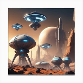 Spaceships In Space Canvas Print