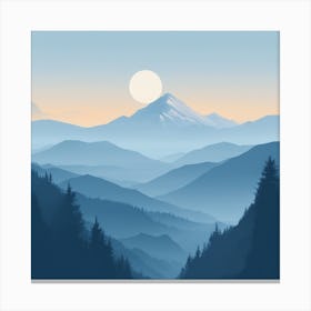 Misty mountains background in blue tone 23 Canvas Print