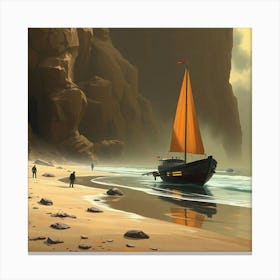 Sailboat On The Beach 5 Canvas Print