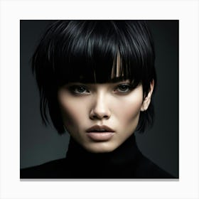 Black Haired Woman Canvas Print