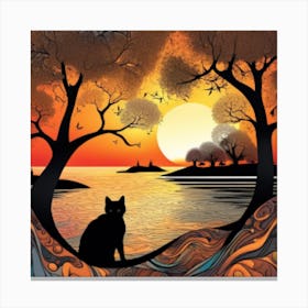 Sunset Cat 5 Canvas Print