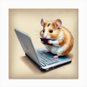 Hamster On Laptop 2 Canvas Print