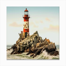Lighthouse In The Ocean Canvas Print