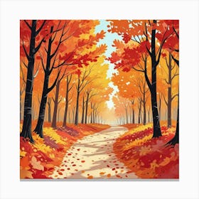 Whimsical Fall In Forest Road Art Print (2) Canvas Print