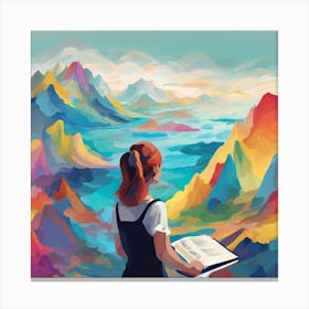 Girl Reading A Book Canvas Print