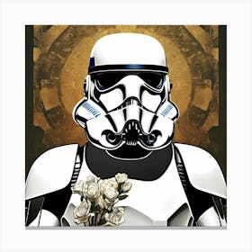 star wars trooper with flower Canvas Print