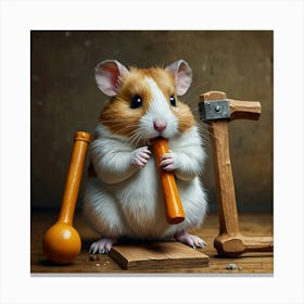 Hamster With Hammer 3 Canvas Print