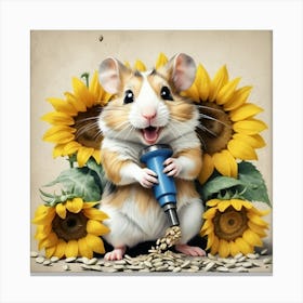 Hamster With Sunflowers 1 Canvas Print