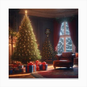 Christmas Tree In The Living Room 32 Canvas Print