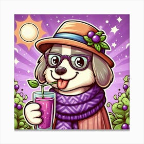 Dog With A Drink Canvas Print