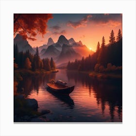 Sunset On The Lake Canvas Print