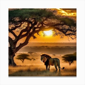 Lion At Sunset 5 Canvas Print