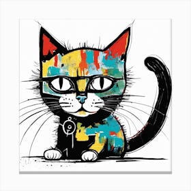 Colorful Cat Portrait Painting (3) Canvas Print