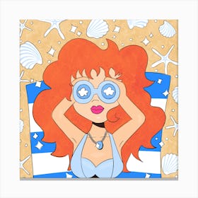 Summer vibes decoration - swimming girl  Canvas Print