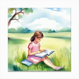 Girl Reading A Book Canvas Print