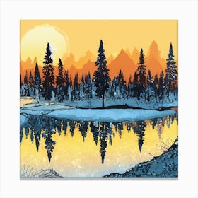 Winter Sunset in the Woods Canvas Print