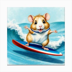 Hamster On A Surfboard 6 Canvas Print