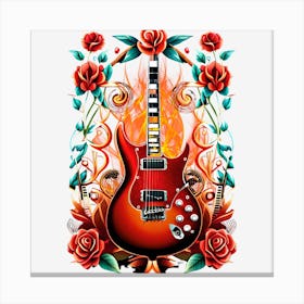 Electric Guitar With Roses 20 Canvas Print