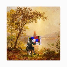 Authentic Cubist Landscape Square Canvas Print