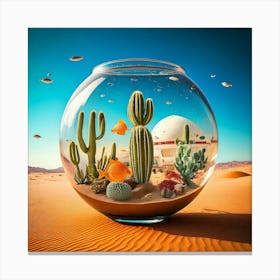 Firefly Giant Fishbowl, Desert, Goldfish, Elephant Sized, Swimming, Cacti, Human Faces, Caravan, Sna (8) Canvas Print