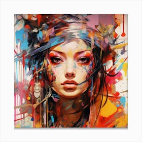 Girl With Paint Splatters Canvas Print