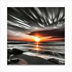 Sunset Over The Ocean 2 Canvas Print